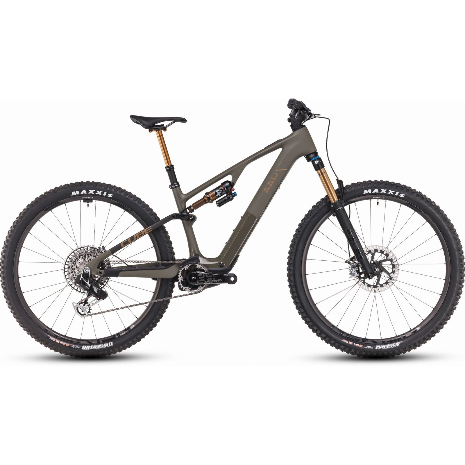 Cube AMS Hybrid One44 C:68X Super TM 400 Wh E-Bike Fully 29 dustyolivengold